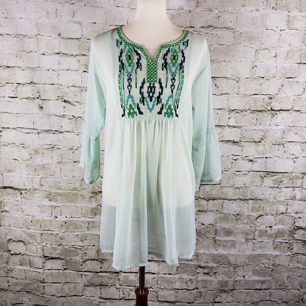 Cute Options Sheer Embroidered Tunic NWT (Size S)